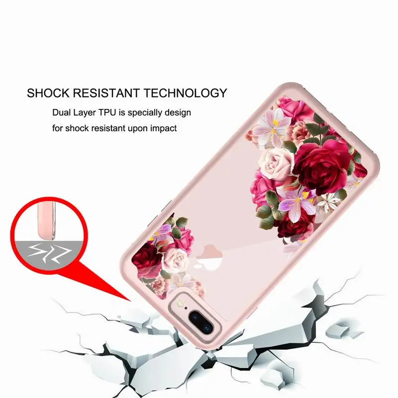 Модный защитный чехол с цветочным рисунком для iphone 7 8 6 6S Plus мягкий ТПУ бампер PC