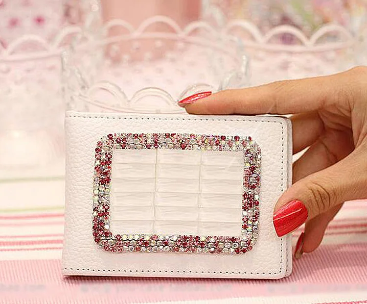 New Leather Diamond Key Case for Car Crystal Rhinestone Holder Housekeeper Keys Cover Women Gril Auto Driver License Bag | Автомобили и