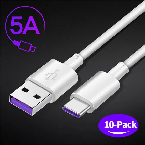 Huawei Mate20 X P20 Pro Lite 5A usb type C кабель SuperCharge P10 P9 Plus Lite Mate10 Mate9 Pro Lite Nova 3e кабели - Цвет: Ten 5A cables