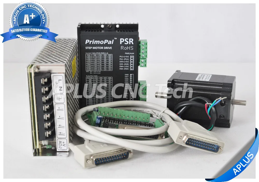 1-Axis NEMA 23 шаговый двигатель с двойным валом в комплект питания PSR5042 и 36 В |