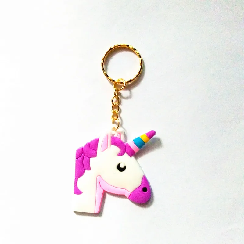 Модное кольцо для ключей в виде единорога радужного цвета золотой мультяшный