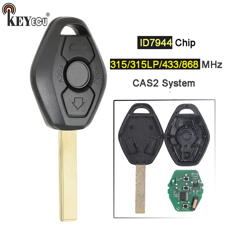 KEYECU 315/433/315LP/868MHz ID7944 чип система CAS2 3 кнопки дистанционный ключ для BMW серии 5 E46 E60 E83