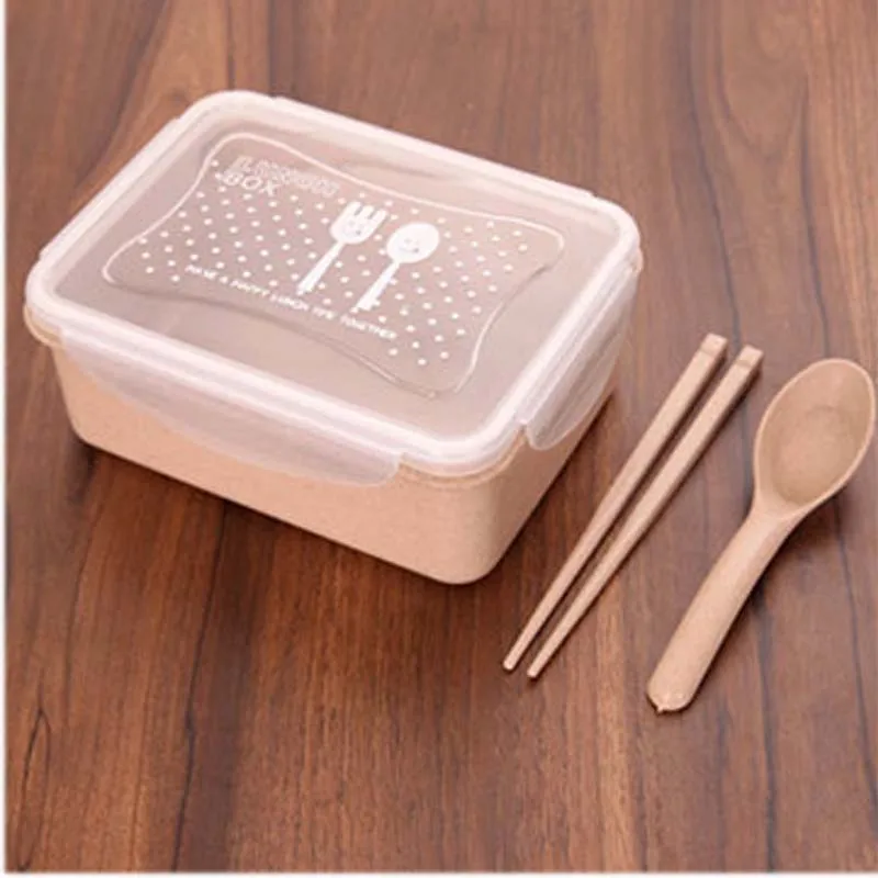 Ланч-бокс из пшеничной соломы, СВЧ-посуда, Bento box, качественный, для здоровья, натуральный, студенческий, портативный, контейнер для хранения еды, Ланч-бокс - Цвет: Beige