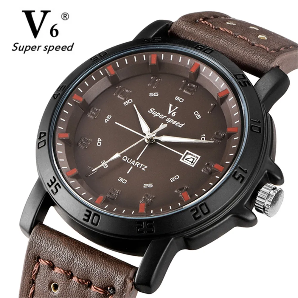 Новые Брендовые повседневные мужские часы V6 винтажные водонепроницаемые