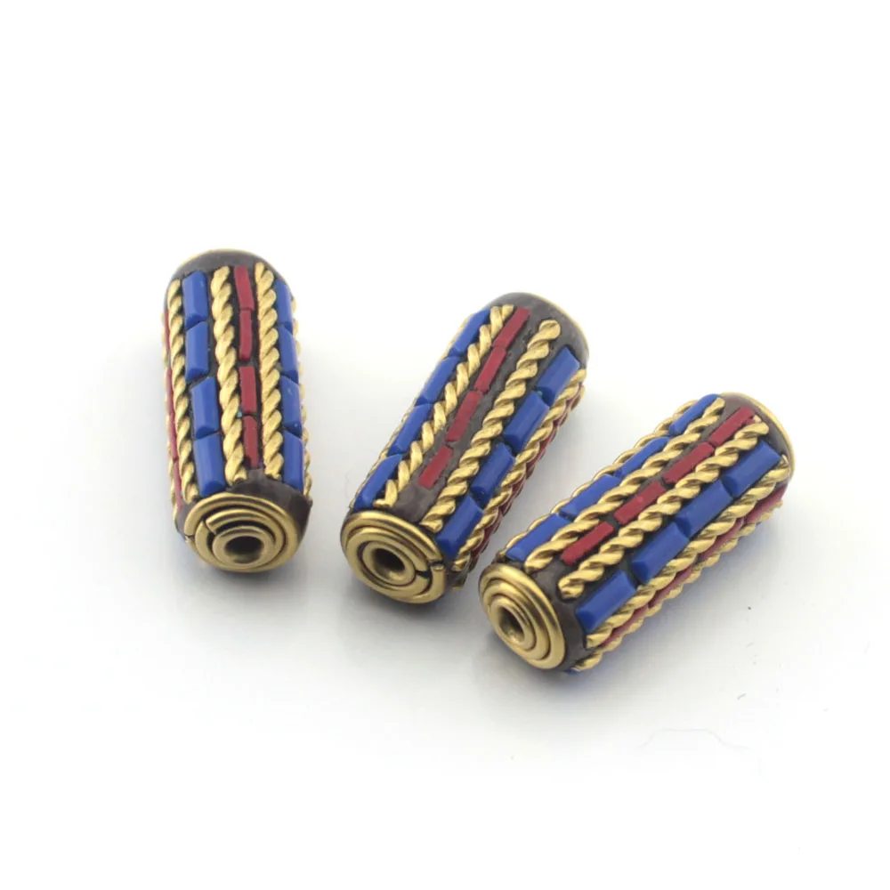 

TEVIDA R70 7pcs Tibetan Charms Copper Beads Cylinder Spacer Bead DIY for Earring Necklace Jewelry Making 26x 10mm