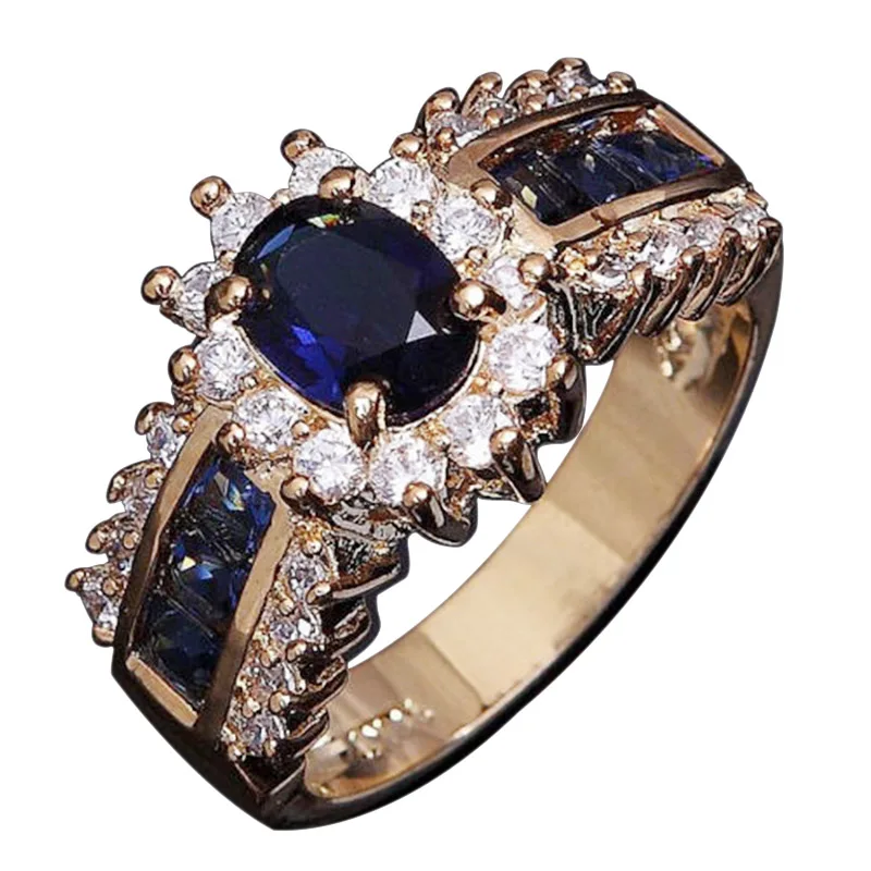 Женское кольцо с фианитом Fatpig синее для помолвки размер 6 12|ring size|blue zircon ringwomen fashion