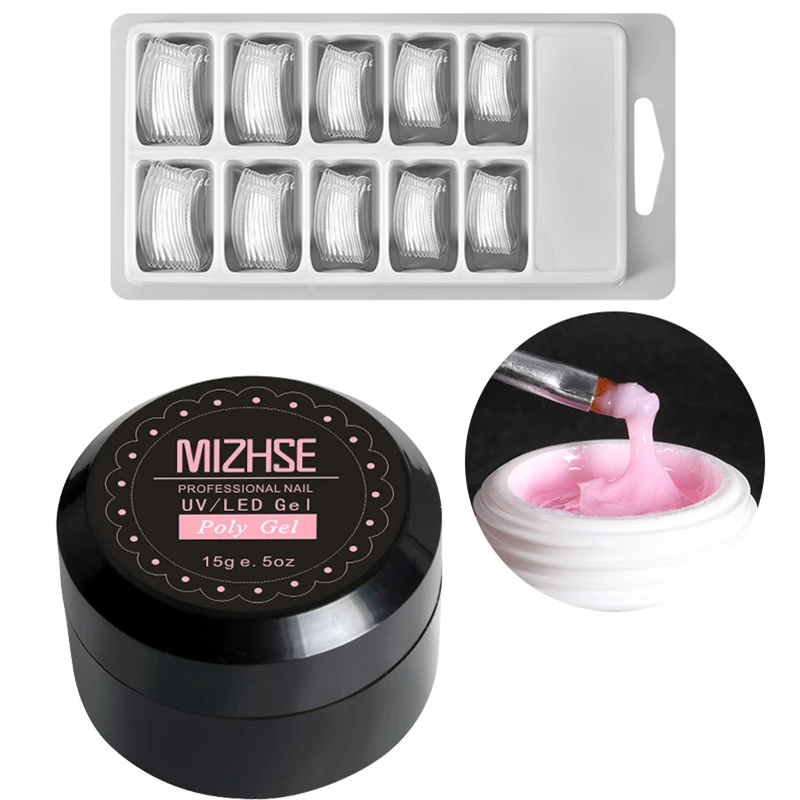 1 Pink 100pcs Model MIZHSE, УФ-гель, полигелевые ногти, полигели, набор для ногтей, жидкий полигель, набор для наращивания ногтей, акриловое покрытие, УФ-смола, строительный гель - Цвет: 1 Pink 100pcs Model