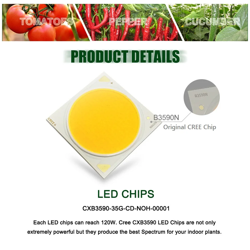 С регулируемой яркостью CREE CXB3590 200W COB светодиодный Grow светильник полный спектр