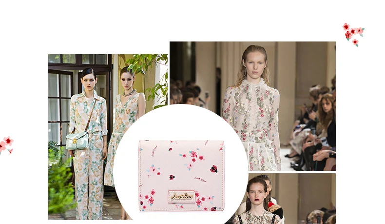 Женские кожаные кошельки JUST STAR Дамский модный цветок короткий кошелек для монет женский милый романтичный розовый весенний кошелек держатель для карт