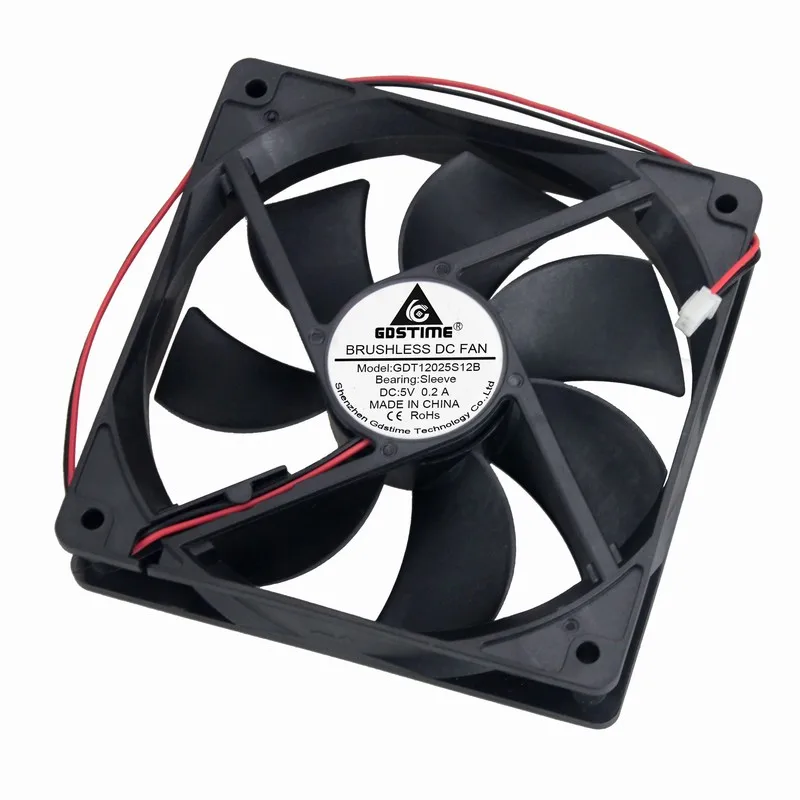 10 шт. Gdstime 1500 а 120 об/мин вентилятор охлаждения постоянного тока 5 в 120 мм компьютерный бесщеточный кулер для ПК чехол радиатор 120 мм * 12025 мм * 25 мм с 2 контакта