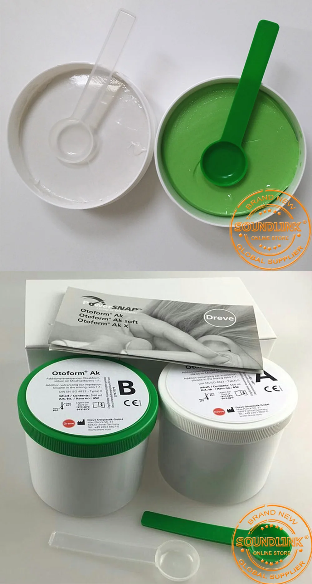 Материал для ушей Dreve Green& White 35 Shore 800 г* 2