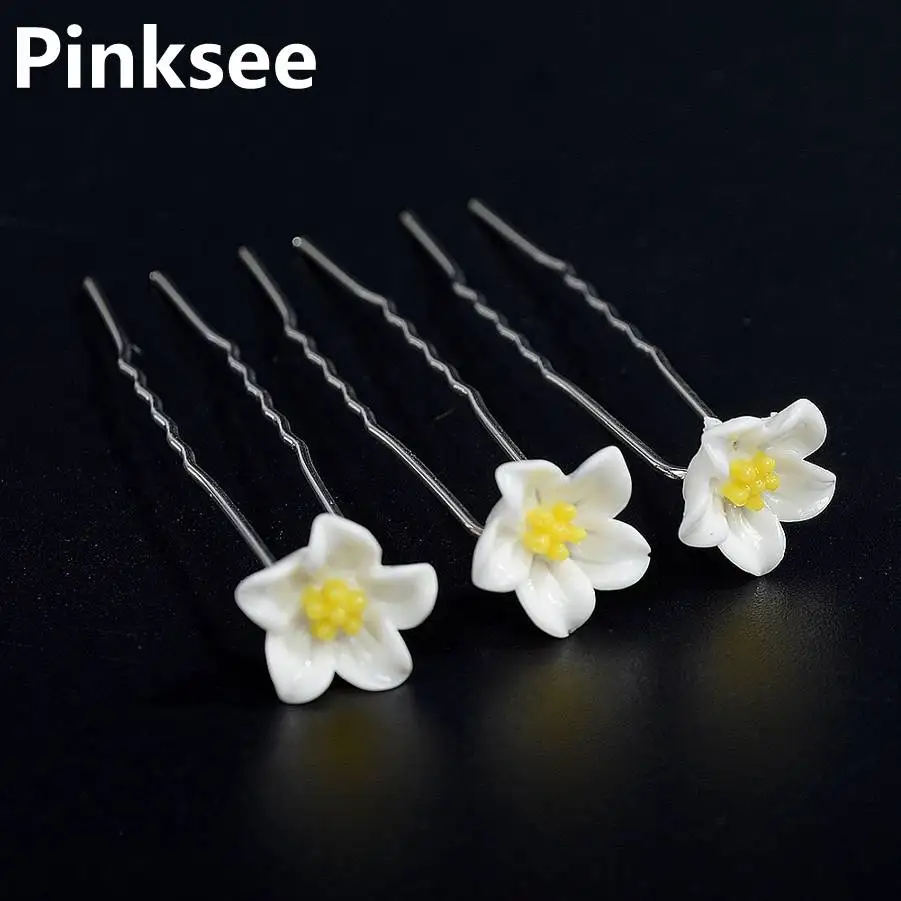 

20PCS Lot Wedding Bridal Yellow Flower Hairpins Bridesmaid Hair Clips Wholesale Women Hair Accessories Jewelry Gifts