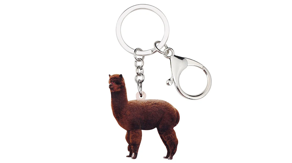 Bonsny акриловые милые альпаки Llamas брелоки цепочки кольцо американские животные ювелирные изделия для женщин девочек Подарочная сумка автомобильный кошелек кулон