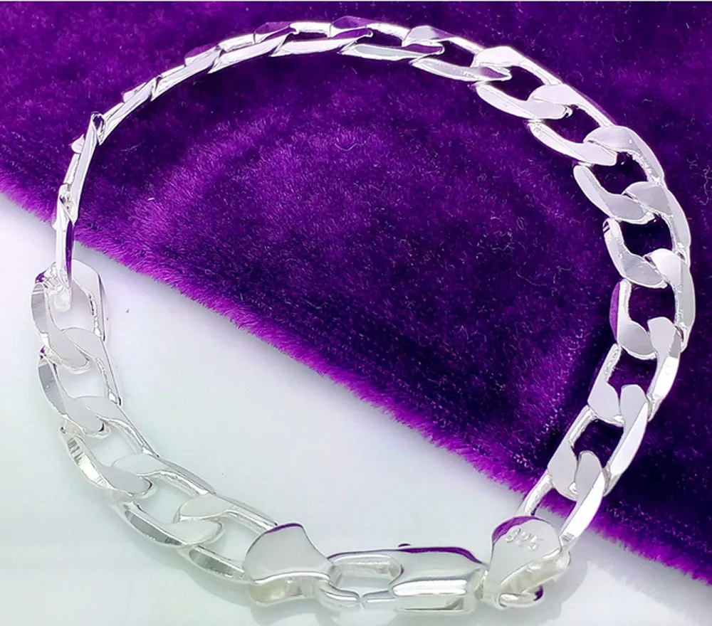 Браслет из серебра 925 пробы для мужчин и женщин плоский кожаный итальянские