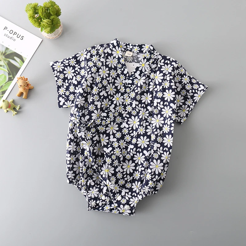 Летние Детские Кимоно комбинезоны для девочек и мальчиков в цветочек японский