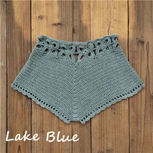 Lake Blue 4 цвета, модные вязаные крючком шорты ручной работы, Пляжное бикини, Горячие Штаны, велосипедные спортивные штаны с низкой посадкой - Цвет: Lake Blue