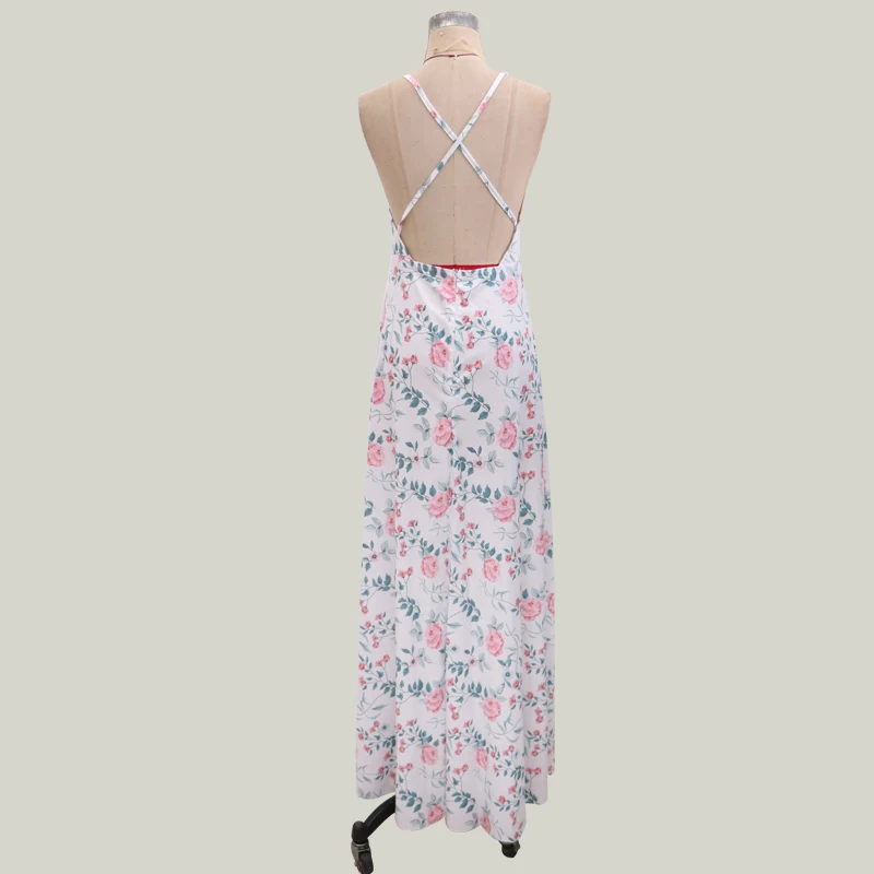 Wish Europe and the United States explosion models sexy deep V sleeveless strap dress 2019 new 3D printed floral pattern | Женская