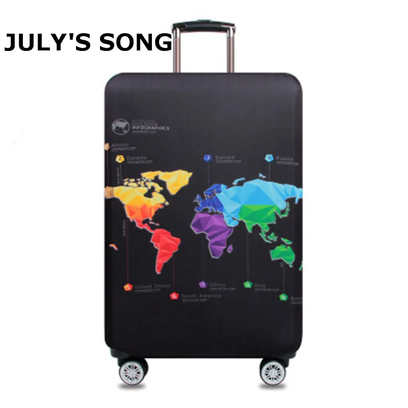 

JULY'S SONG World Map Elastic Thick Luggage Cover for Trunk Case Apply 18''-32'' Suitcase Protective Cover Travel Accessory