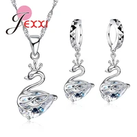 women wedding jewelry sets 925 sterling silver cubic zircoina necklace cute animal drop earrings charms bride bijoux