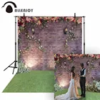 Фон для свадебной фотосъемки Allenjoy, весенний цветок, кирпич, сад, лужайка, пара