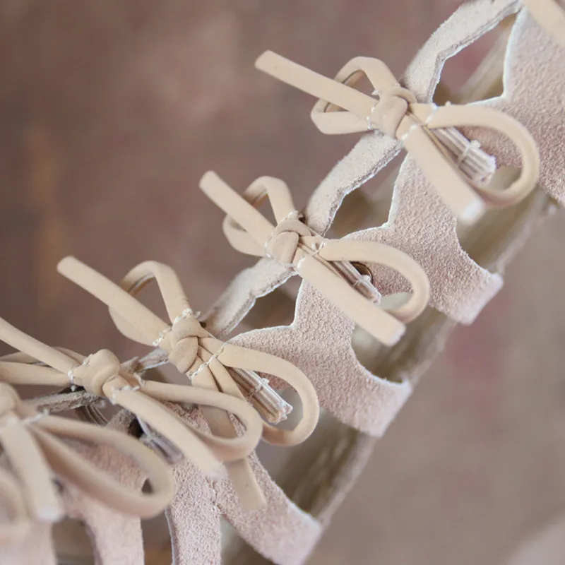 Замша высшего качества Обувь для девочек Римские сандалии из натуральной кожи