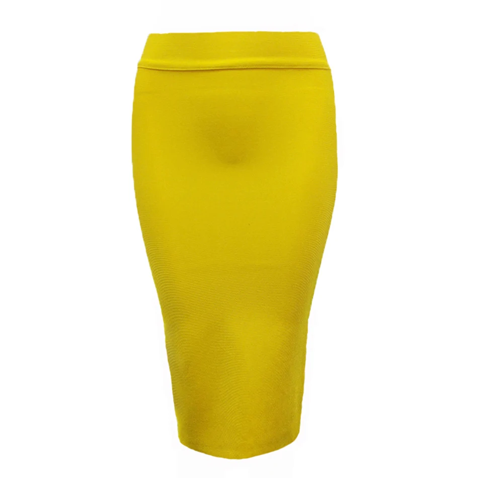 Yellow Новинка лета, Женская облегающая юбка-карандаш с повязкой, для вечеринок, знаменитостей, длина до колена, сексуальные модные однотонные Подиумные юбки - Цвет: Yellow