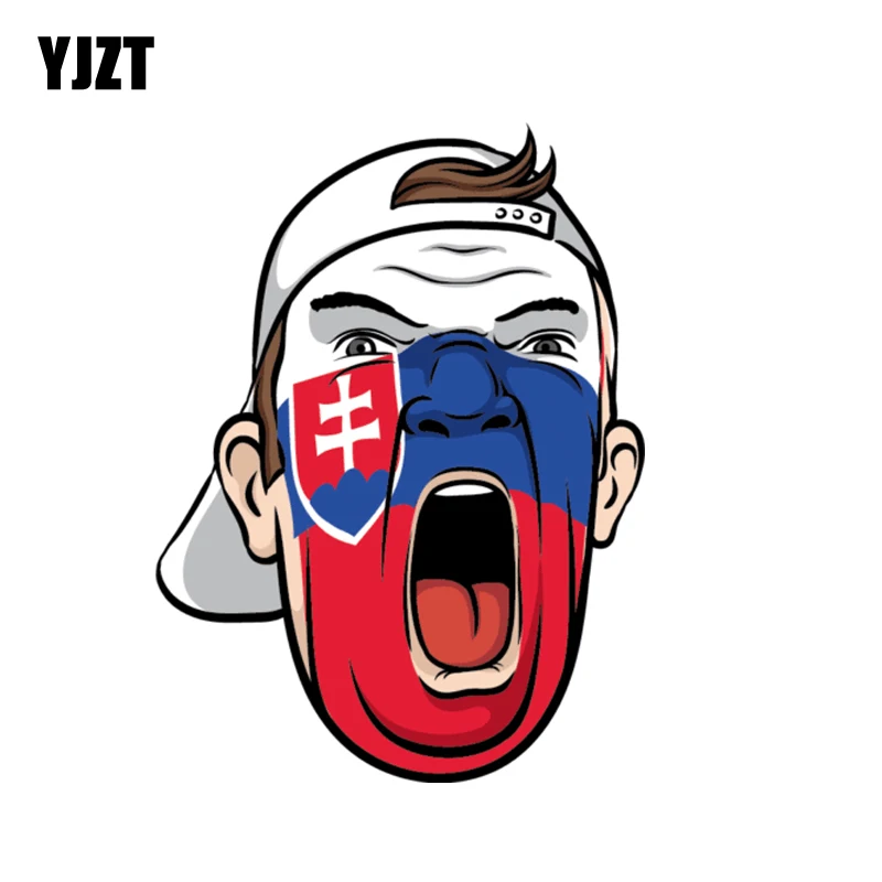 YJZT 9.2CM*12.4CM Funny Slovakia Football Fan Face Flag Soccer Decal Helmet Car Sticker 6-1371 | Автомобили и мотоциклы