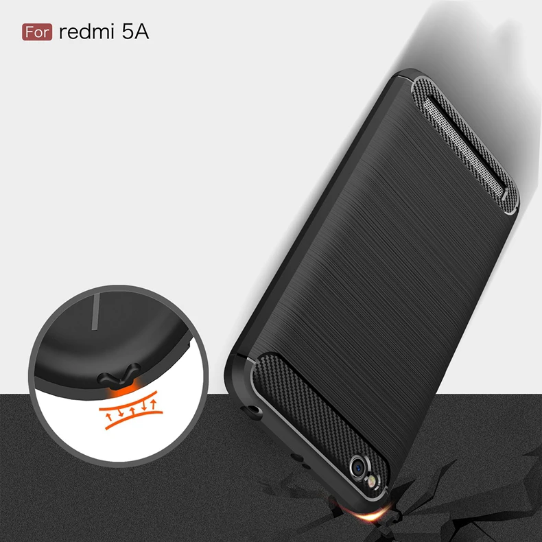 Case For Xiaomi Redmi 5A Cover Silicone Soft Carbon Fiber glass tempered case |