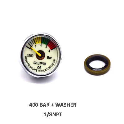 1 дюймов Мини манометр для подводного плавания 40MPA/300 бар/400 бар/5000PSI/6000PSI - Цвет: 400BAR WASHER