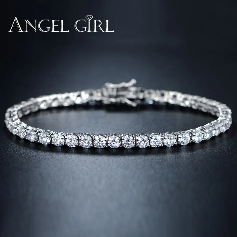 AngelGirl металлическим украшением и закругленным браслет 3/4/5/6 мм с кубическим