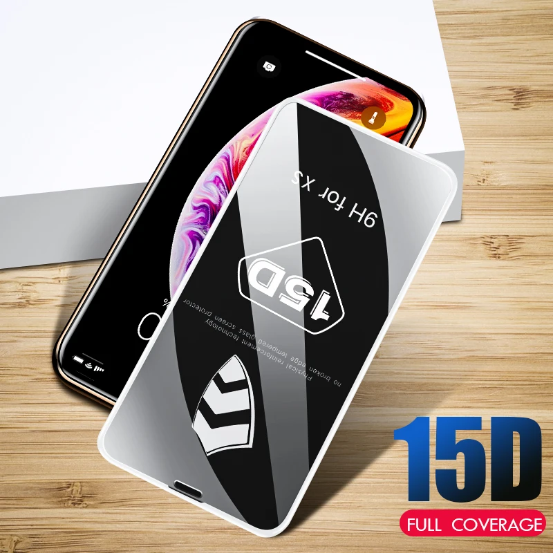 1-3 шт 15D Защитное стекло для iPhone X XR XS MAX полное покрытие для iPhone 8 7 6 6s защита экрана стекло на iPhone XR пленка