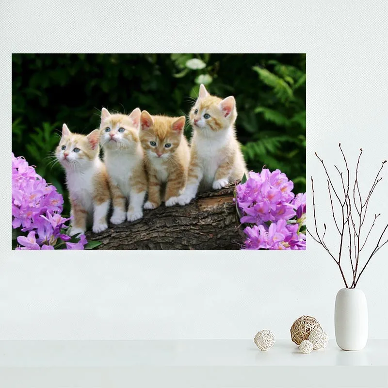 Hot Sale Custom cat canvas poster Home Decoration Wall Art High Quality cloth Silk Fabric wall print | Дом и сад
