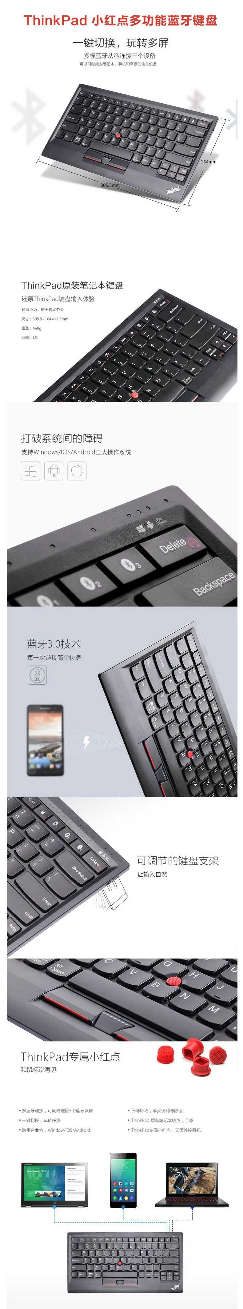 Для lenovo ThinkPad маленький красный горошек Многофункциональный Bluetooth клавиатура Поддержка WIN Android apple BT donggle4X30K12182