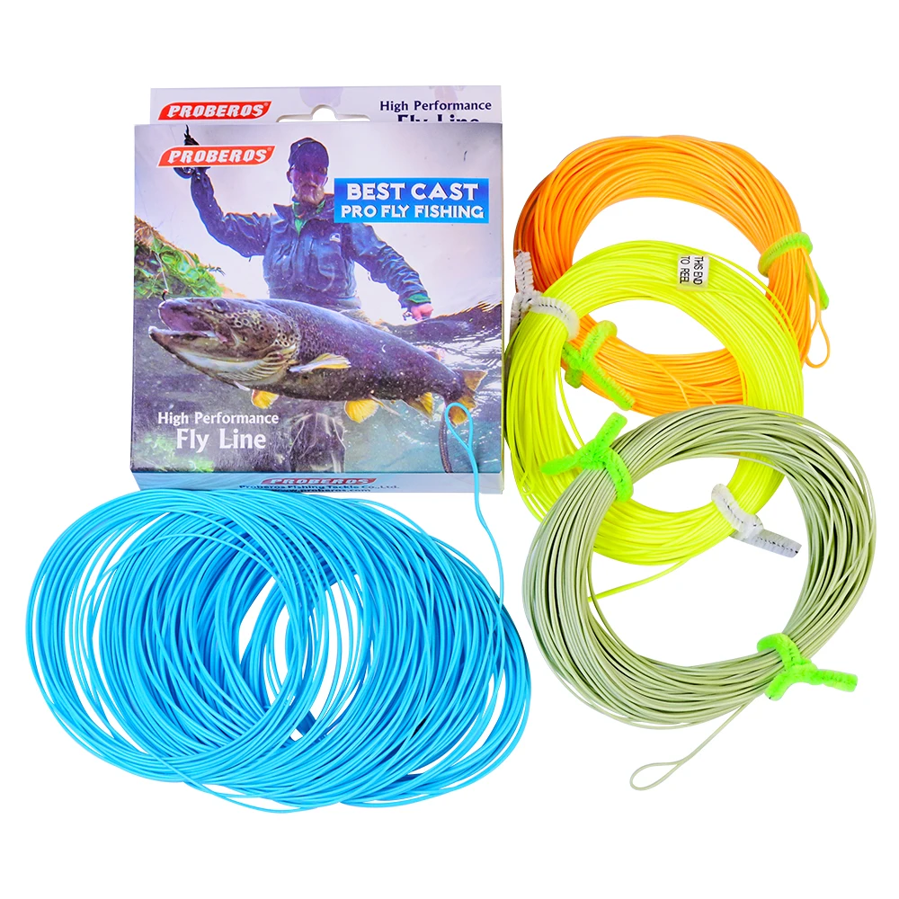 PROBEROS 100FT Вес вперед плавающая Летающая леска WF 2F/3F/4F/5F/6F/7F/8F Fly Line серо