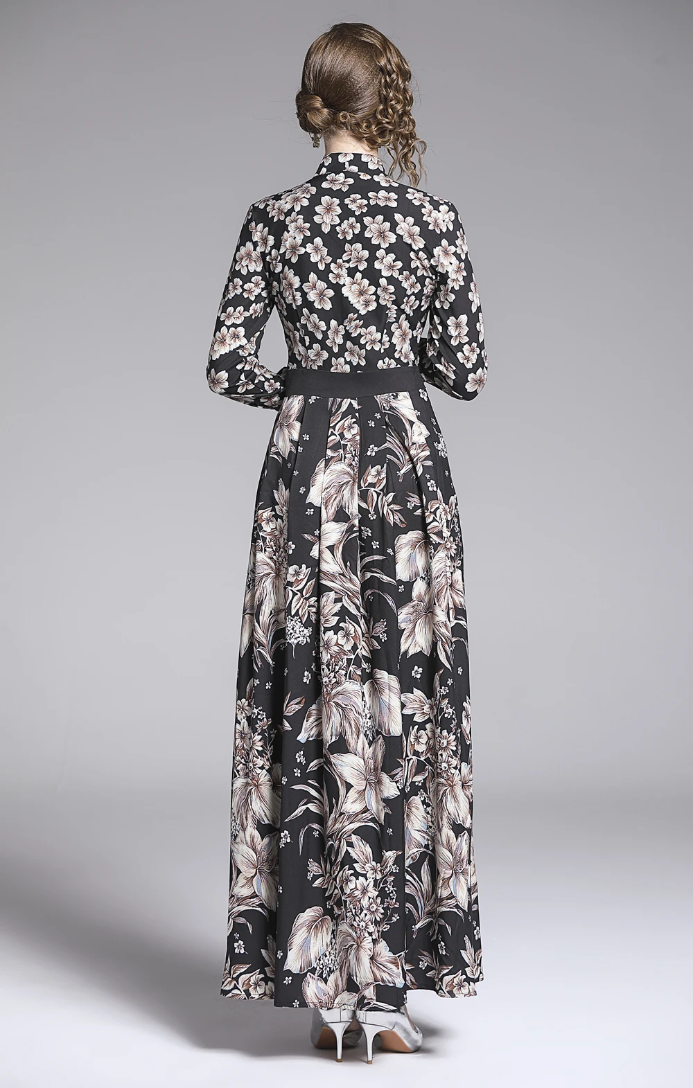 Женское модельное платье Макси Вечерние цветочным принтом винтажное