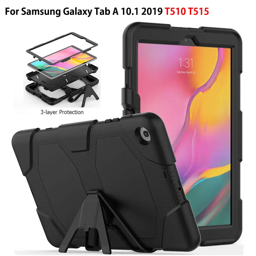 

Case For Samsung Galaxy Tab A 10.1 2019 T510 T515 SM-T510 SM-T515 Cover Funda Tablet Shockproof Heavy Duty With Stand Hang Capa