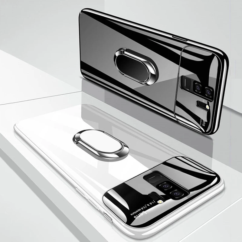 Holder Case For Samsung Galaxy S8 S9 Plus Note 8 9 Magnetic Ring Mirror Hard PC Back Cover Funda | Мобильные телефоны и