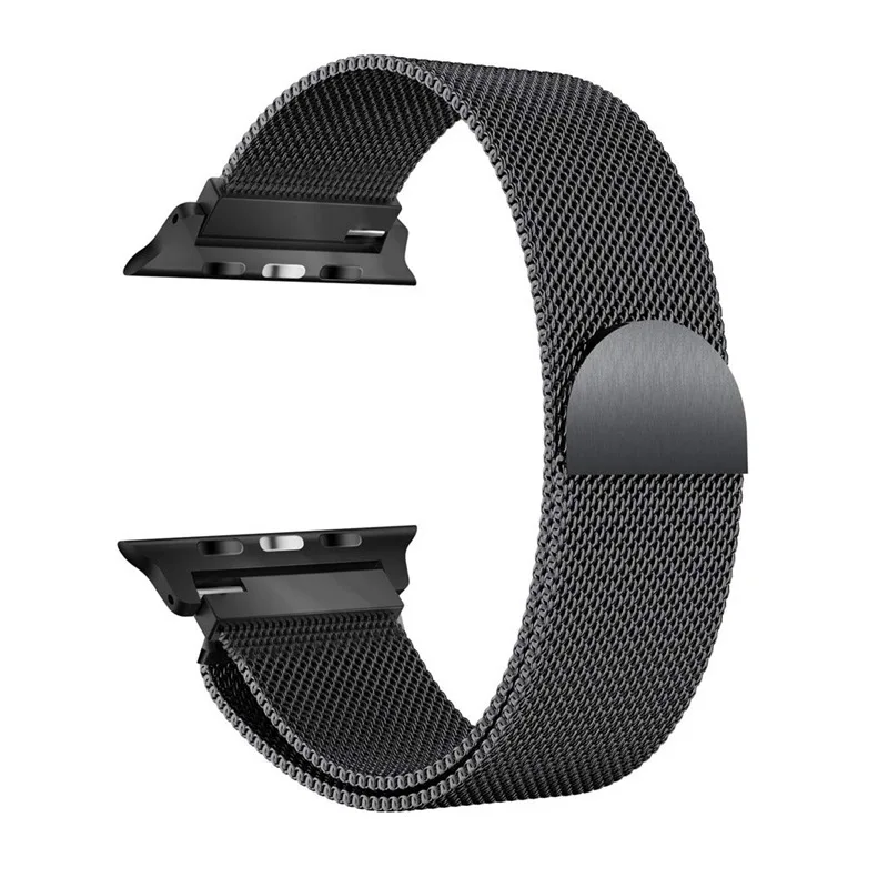 black Миланская петля ремни для Apple Watch 4 3 2 ремешок из нержавеющей стали для Apple Watch 42 мм 44 мм 38 мм 40 мм браслет для iWatch - Цвет ремешка: black