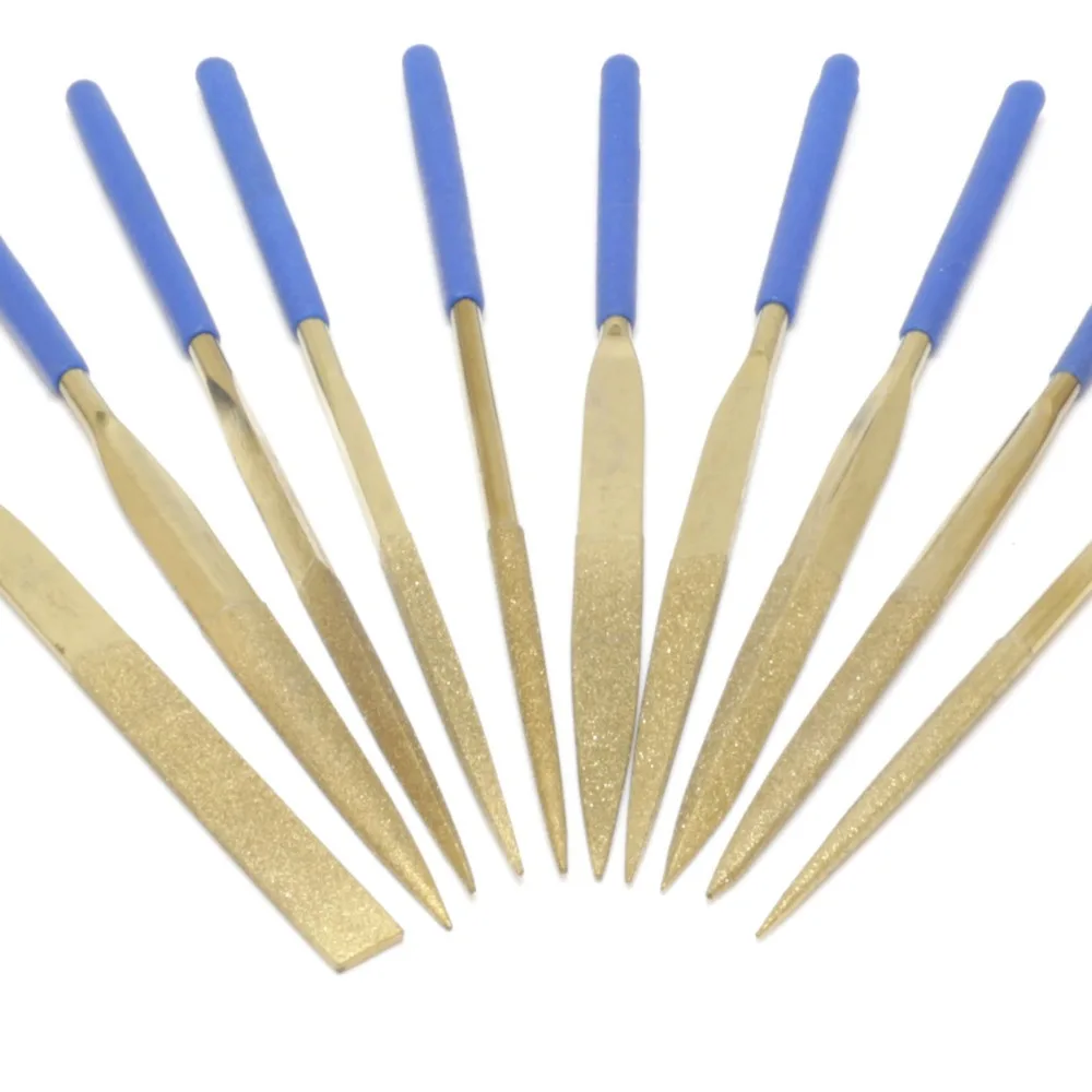 10Pcs Diamond Coated HALF ROUND Needle File Titanium Repair |