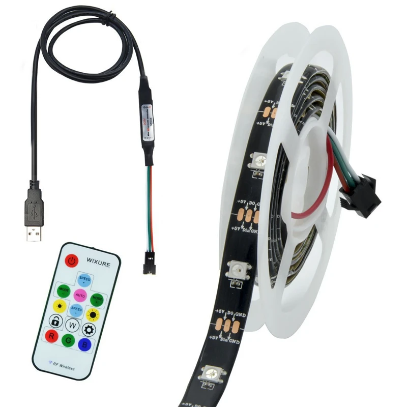 SMD5050 USB WS2812B 1 M RGB Светодиодные ленты света для ТВ фон 30 светодиодный/м гибкий