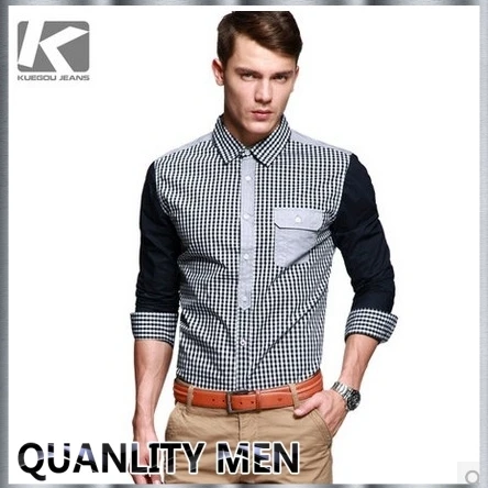 2014 новое поступление мужская бренд хлопок стильный свободного покроя рубашки С