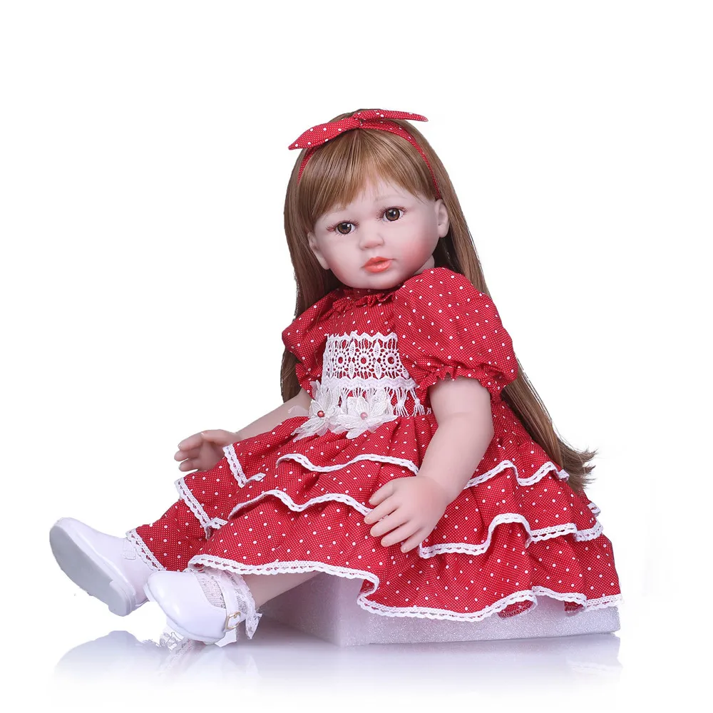 23 дюймовая кукла для новорожденных Alive bebe 58 см Силиконовое красное платье Reborn menino