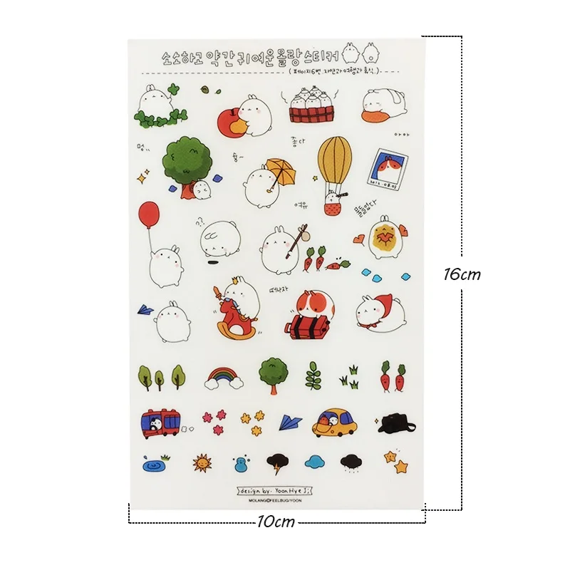 

6sheets/lot Sweet Cartoon Rabbit PVC/PET Stickers Kids DIY Dairy Wall Phone Book Decoration Multifunction Stickers Scrapbooking