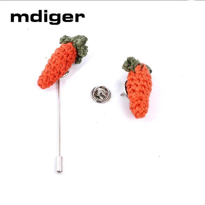 Mdiger милый мультфильм морковь воротник булавка для мужчин костюм свитер шерсть