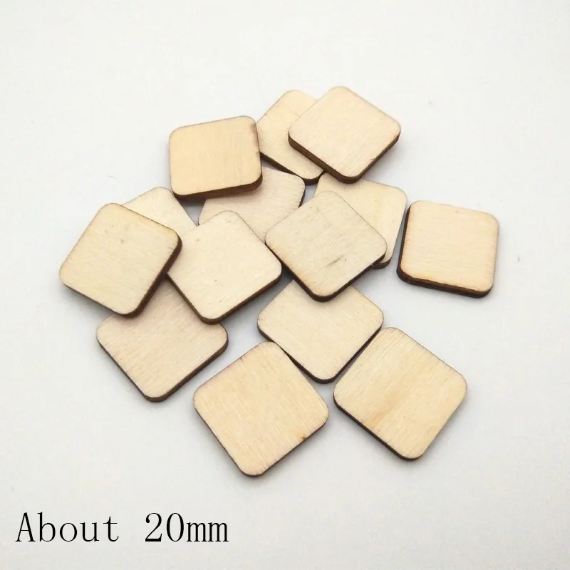 About 20mm WISHMETYOU 50 шт. 5 размер пустой квадратный деревянный набор для скрапбукинга натуральный незавершенный орнамент деревянный для декора вечерние аксессуары - Цвет: About 20mm