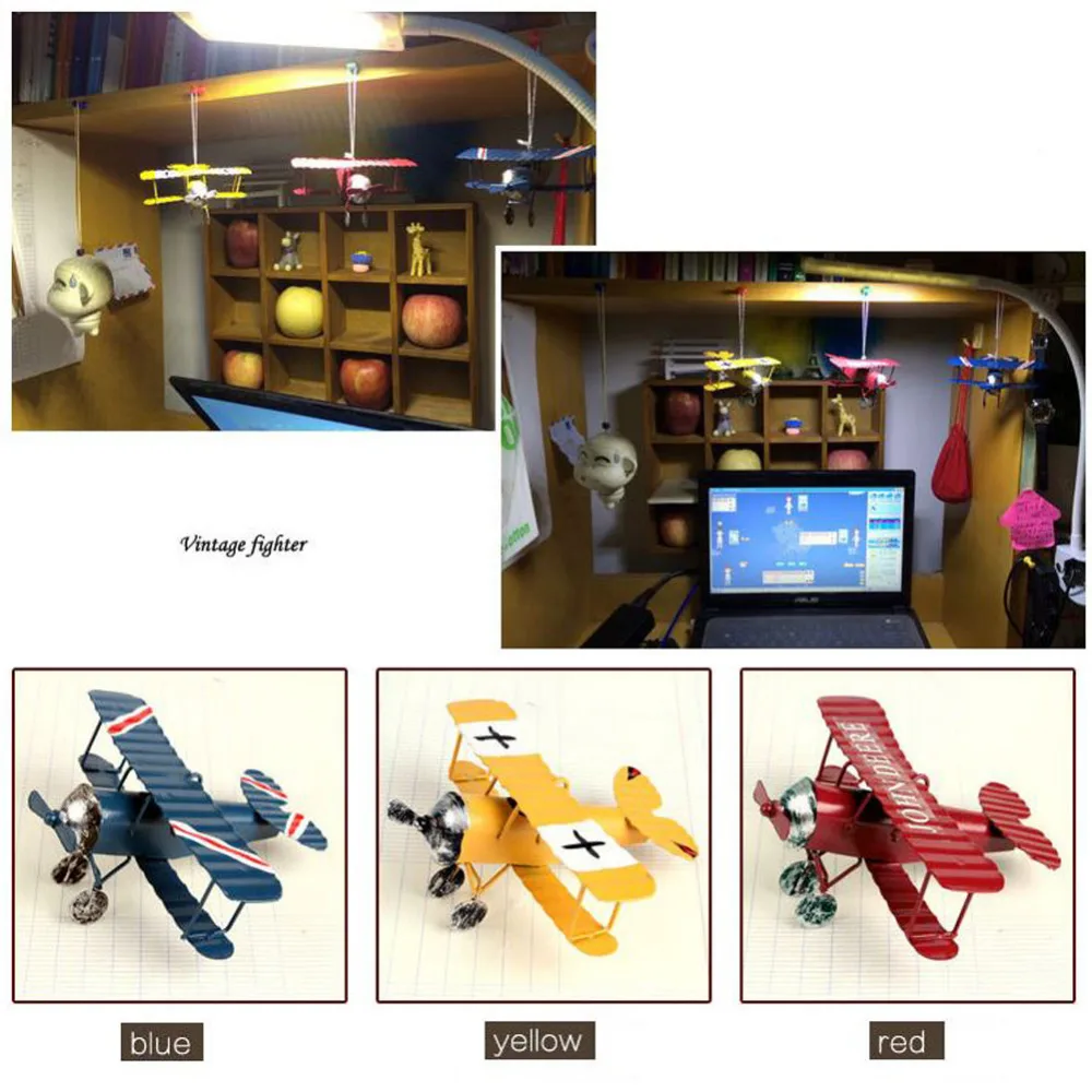 Vintage Metal Plane Model Iron Retro Aircraft Glider Biplane Pendant Airplane Toy Home Christmas Decoration P5 | Дом и сад