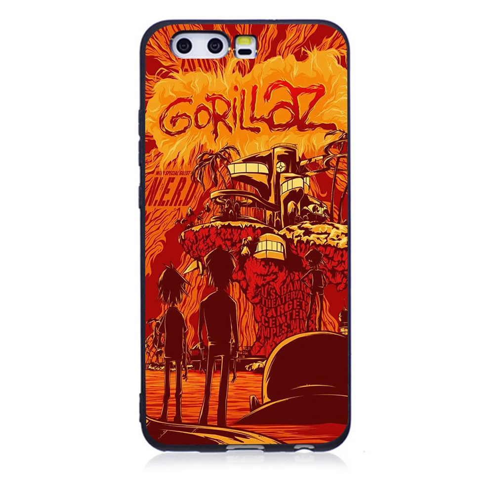 Gorillaz music band black Soft TPU Phone Case For Huawei P10 P20 Lite P9 2016 2017 Cover P8 Coque | Мобильные телефоны и