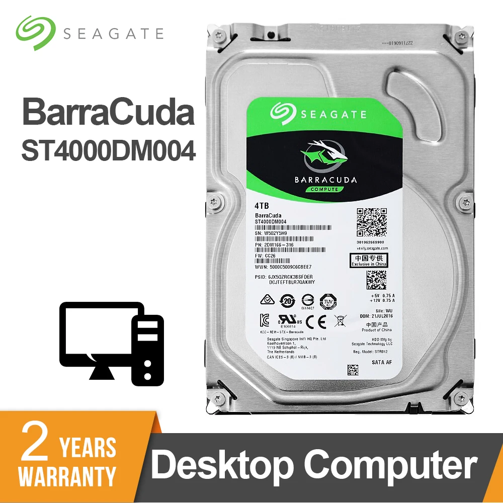 

Seagate 4TB 3.5inch SATA Desktop HDD Internal Hard Disk Drive 5900 RPM 6Gb/s 64MB Cache HDD Drive Disk For Computer ST4000DM004