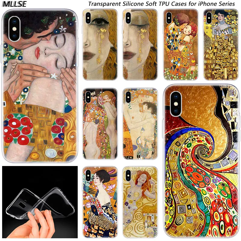 Модный силиконовый чехол The Kiss by Gustav KT для Apple iPhones 11 Pro XS Max X XR 7 8 6 6s Plus 5S SE мягкий из