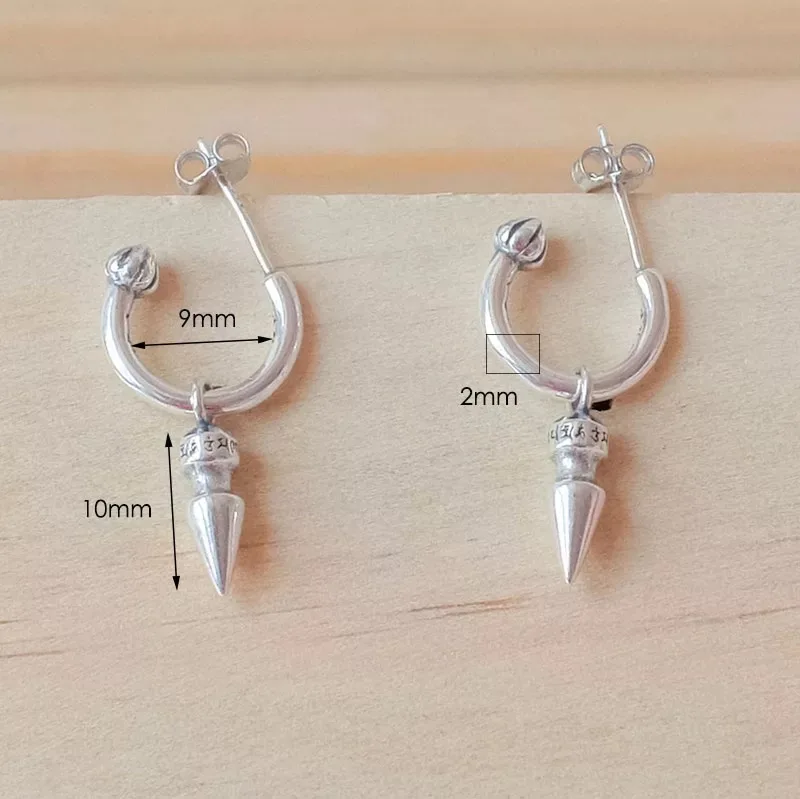Серьги из стерлингового серебра 925 пробы, оригинальные трендовые короткие серьги в форме конуса, ретро серьги для диких мужчин, женщин, мальчиков и девочек, серебряные серьги, ювелирные изделия